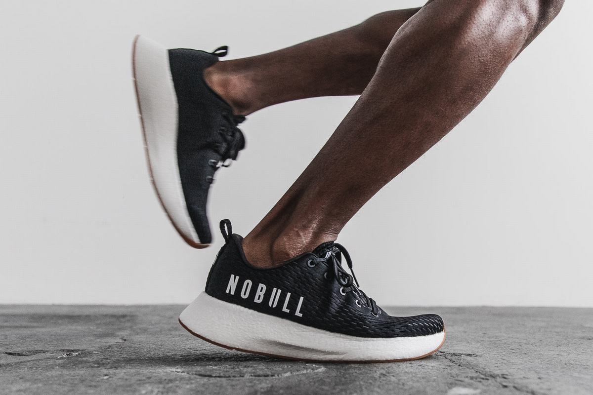 Nobull Runner+ Men's Running Shoes Black White | Australia (VG4526)